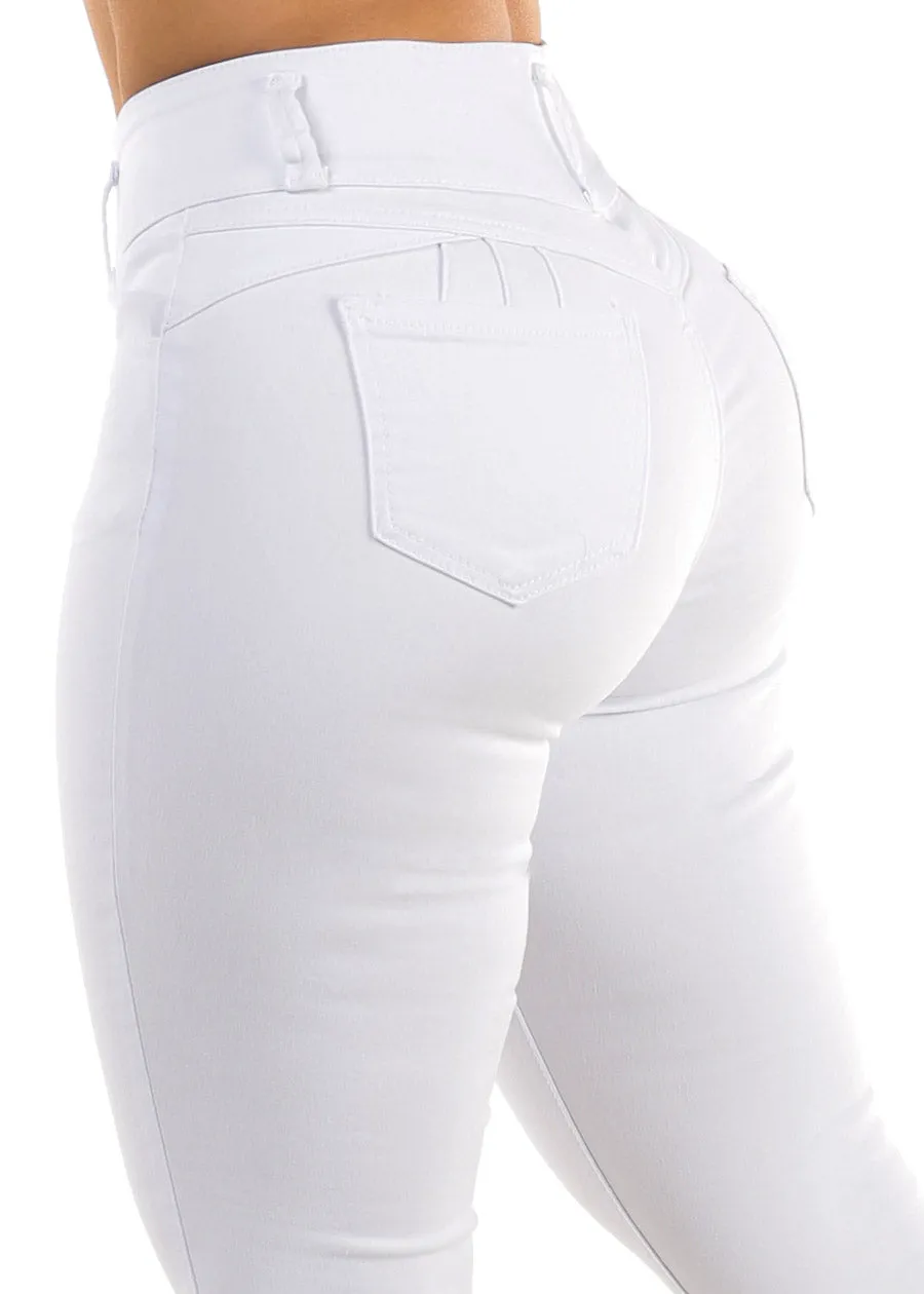 Butt Lifting High Waist White Levantacola Skinny Jeans sold by Moda