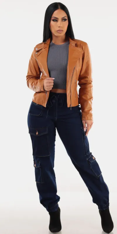 Pleather Cargo Jogger Trio sold by Moda