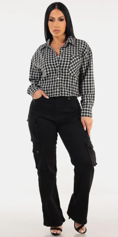 Plaid White Cargo Denim Trio sold by Moda
