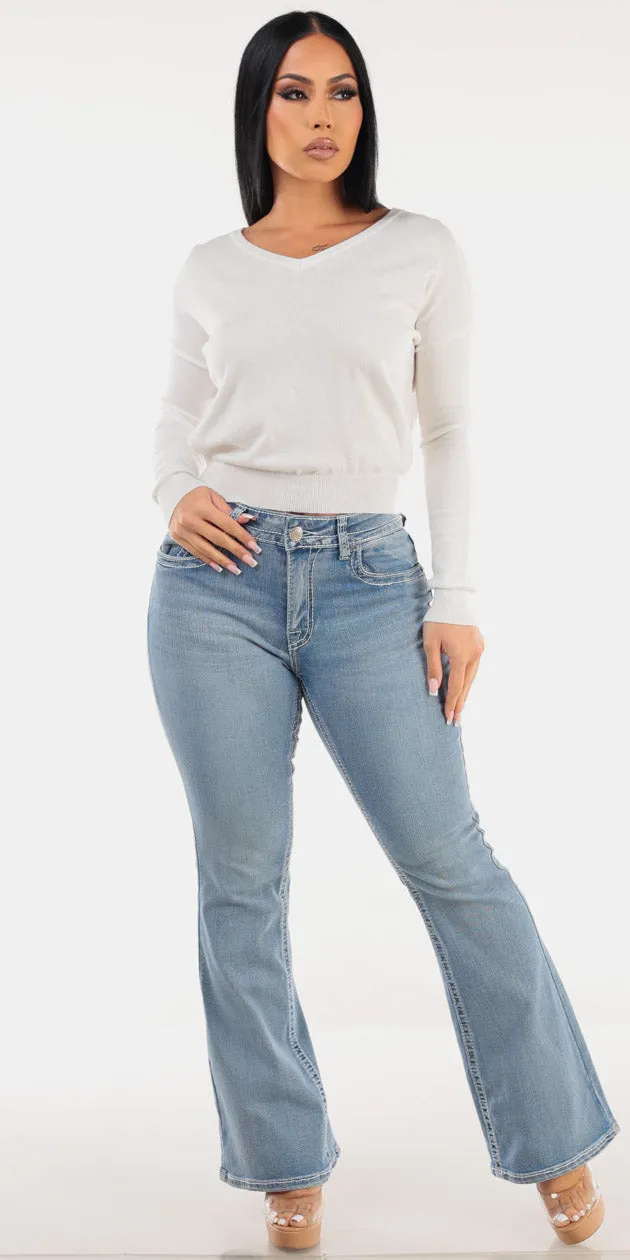 Long Sleeve Bootcut Denim Set sold by Moda
