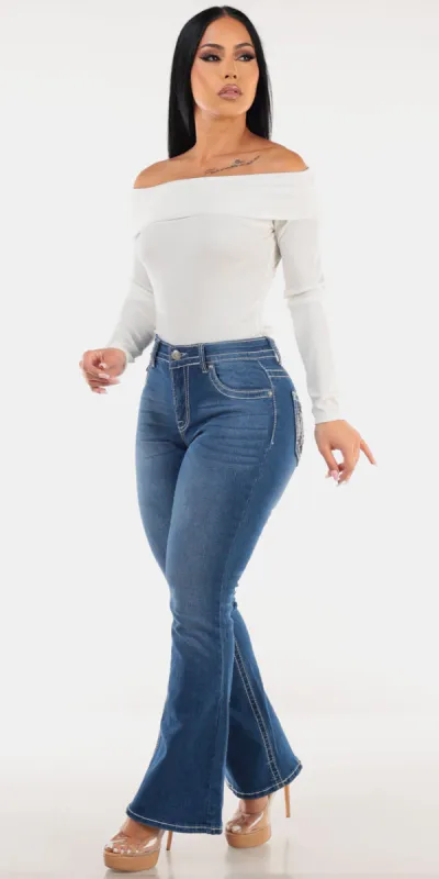 White Bootcut Denim Look sold by Moda