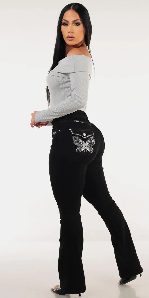 Off Shoulder Bootcut Denim Outfit sold by Moda product image thumbnail 2