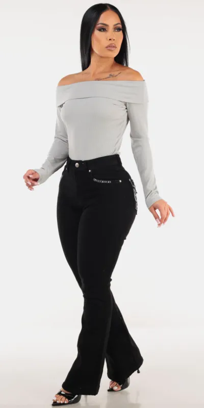 Off Shoulder Bootcut Denim Outfit made by Moda