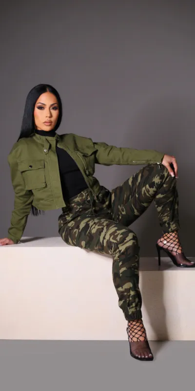 Olive Camo Jogger Trio sold by Moda