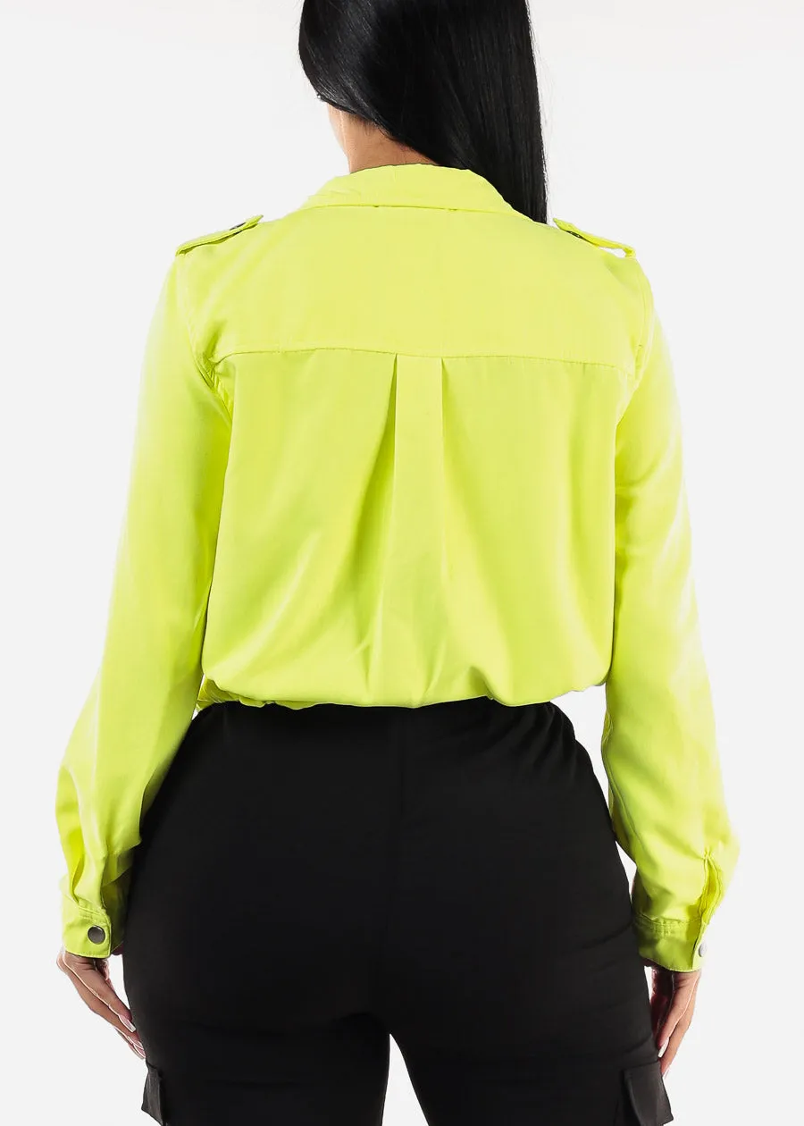 Zip Up Drawstring Waist Jacket Neon Yellow sold by Moda product image thumbnail 4