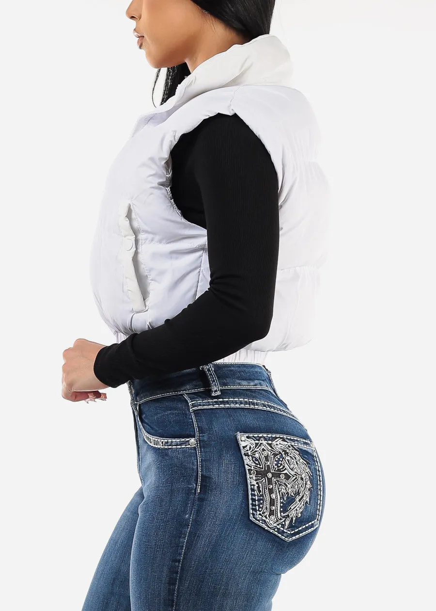 White Sleeveless Quilted Puffer Vest sold by Moda product image thumbnail 5