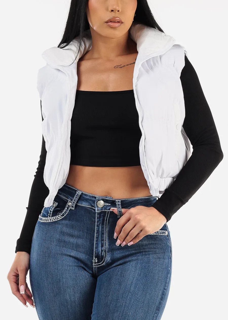 White Sleeveless Quilted Puffer Vest sold by Moda product image thumbnail 3