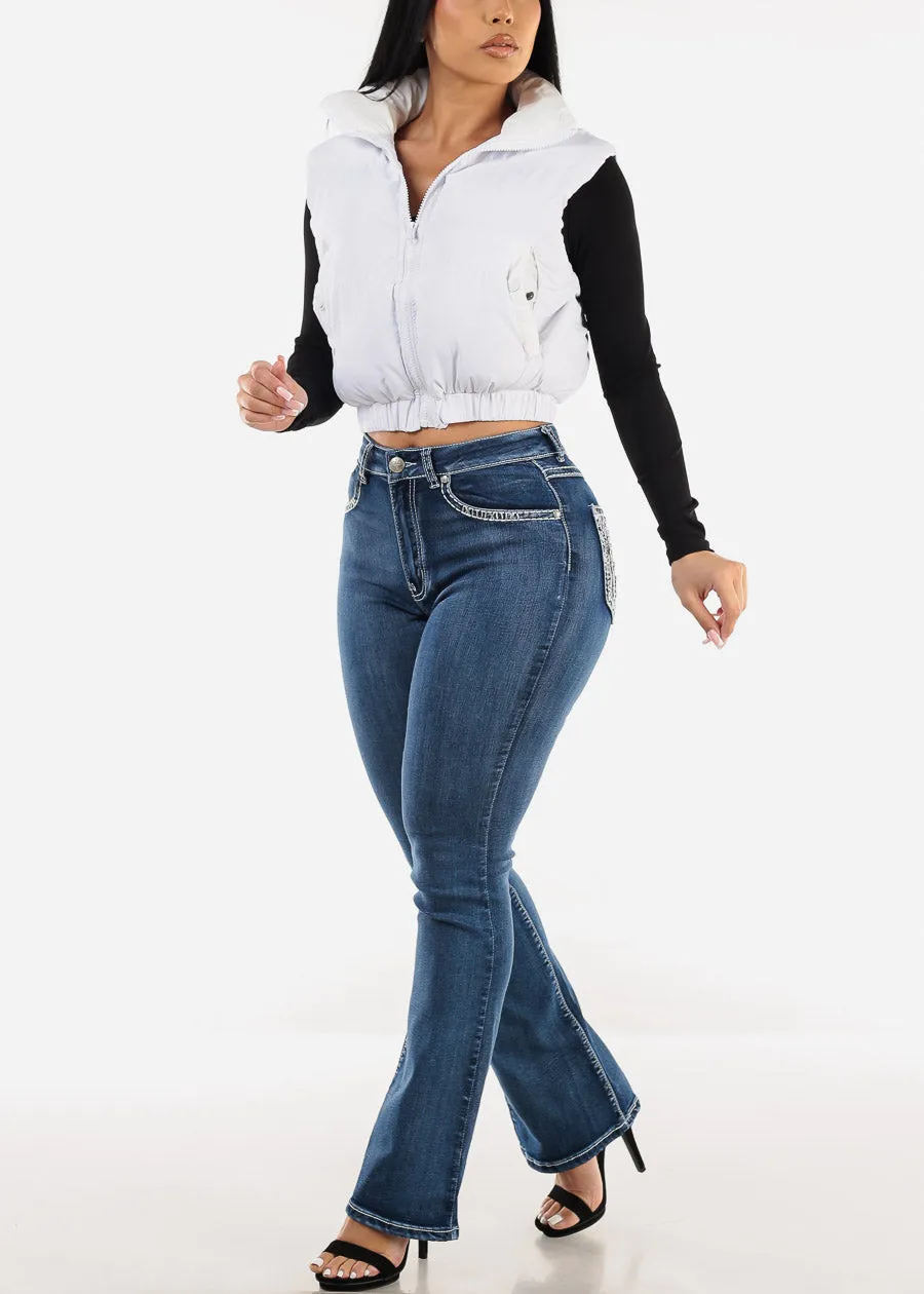 White Sleeveless Quilted Puffer Vest sold by Moda product image thumbnail 4