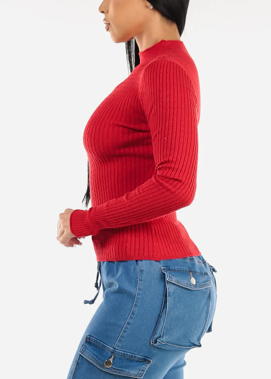Fitted Long Sleeve Rib Knit Sweater Red sold by Moda product image thumbnail 3