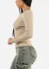 Long Sleeve Crewneck Ribbed Sweater Beige sold by Moda