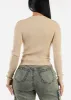 Long Sleeve Crewneck Ribbed Sweater Beige sold by Moda