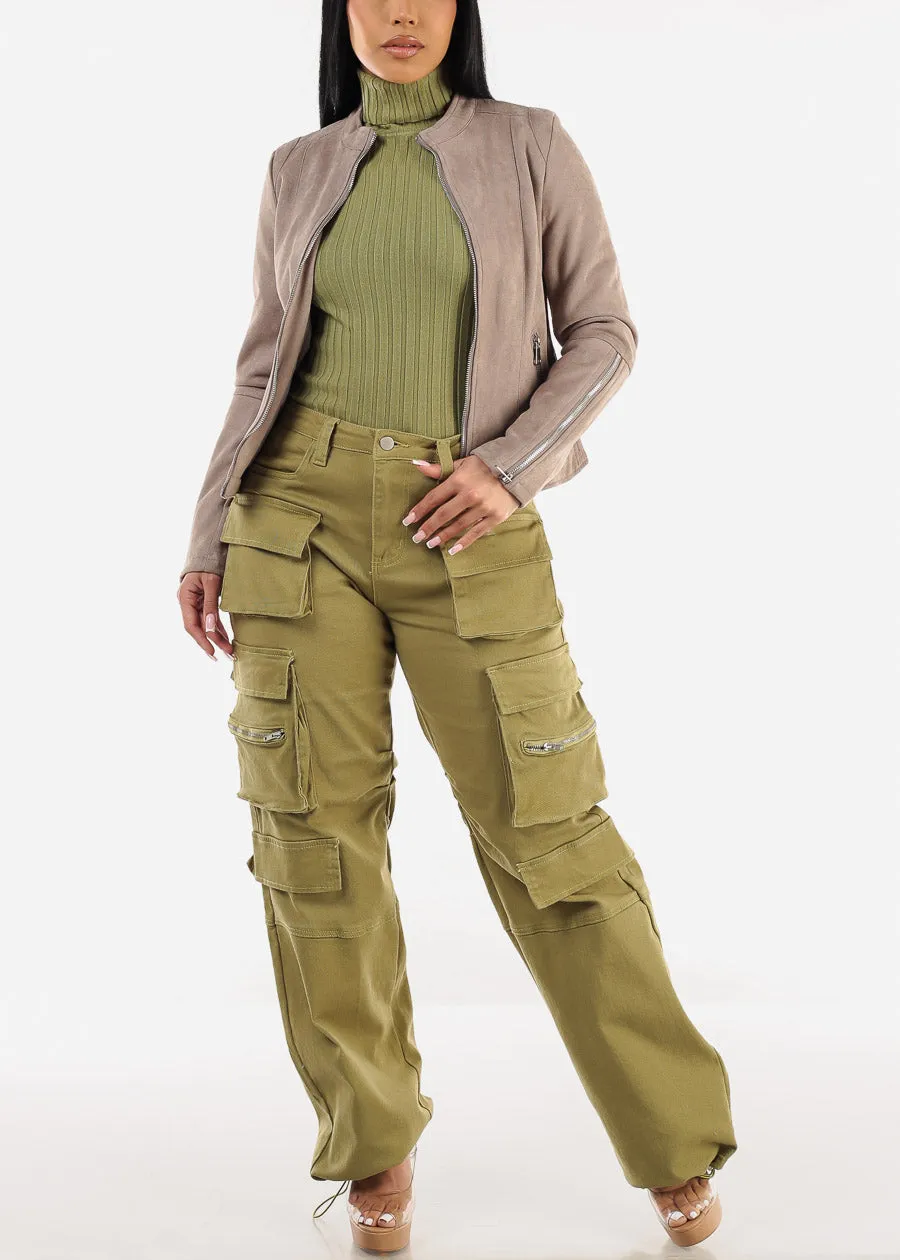 Long Sleeve Ribbed Turtleneck Sweater Light Olive sold by Moda product image thumbnail 2