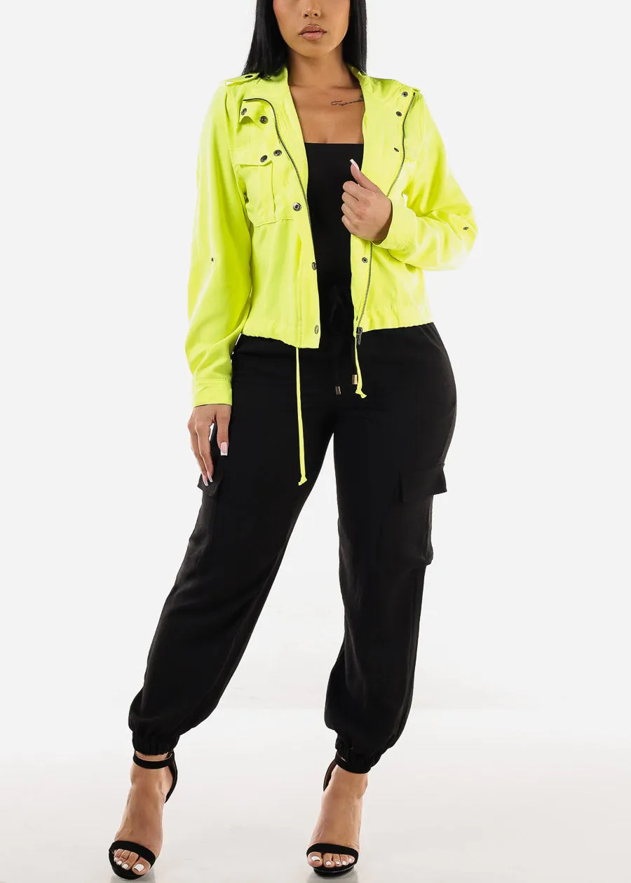 Super High Waist Black Cuffed Cargo Jogger Pants sold by Moda product image thumbnail 2