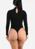 Black Long Sleeve Ribbed Mock Neck Bodysuit sold by Moda