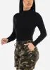 Black Long Sleeve Ribbed Mock Neck Bodysuit sold by Moda