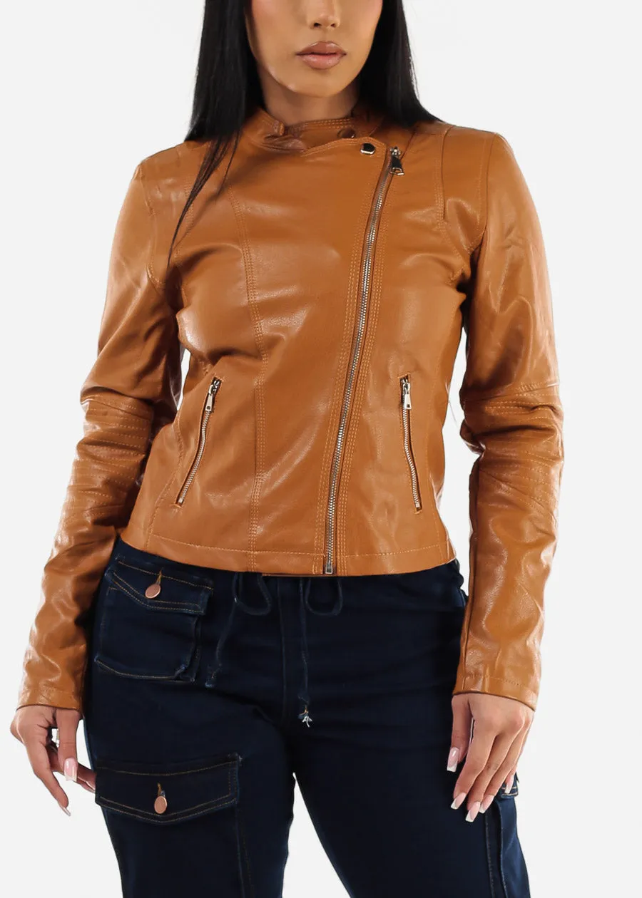 Zip Up Vegan Leather Khaki Blazer sold by Moda product image thumbnail 5