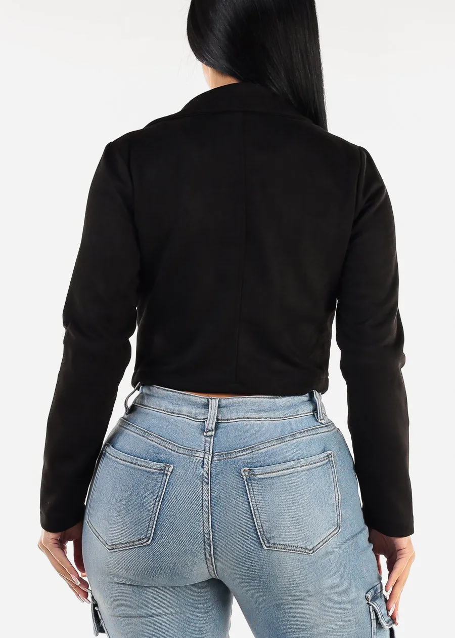 Zip Up Black Suede Moto Jacket w Lace Up Sides sold by Moda product image thumbnail 4