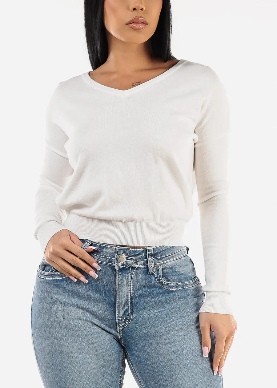 Criss Cross Back White Long Sleeve Sweater Top sold by Moda product image thumbnail 3