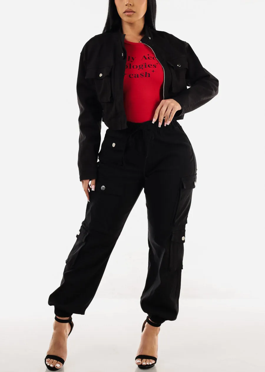 Short Sleeve Red Graphic Crop Top "Cash" sold by Moda product image thumbnail 2