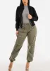 Black Long Sleeve Zip Up Bomber Jacket sold by Moda