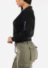 Black Long Sleeve Zip Up Bomber Jacket sold by Moda