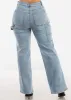 Super High Waist Straight Wide Leg Stretch Jeans Acid Wash sold by Moda