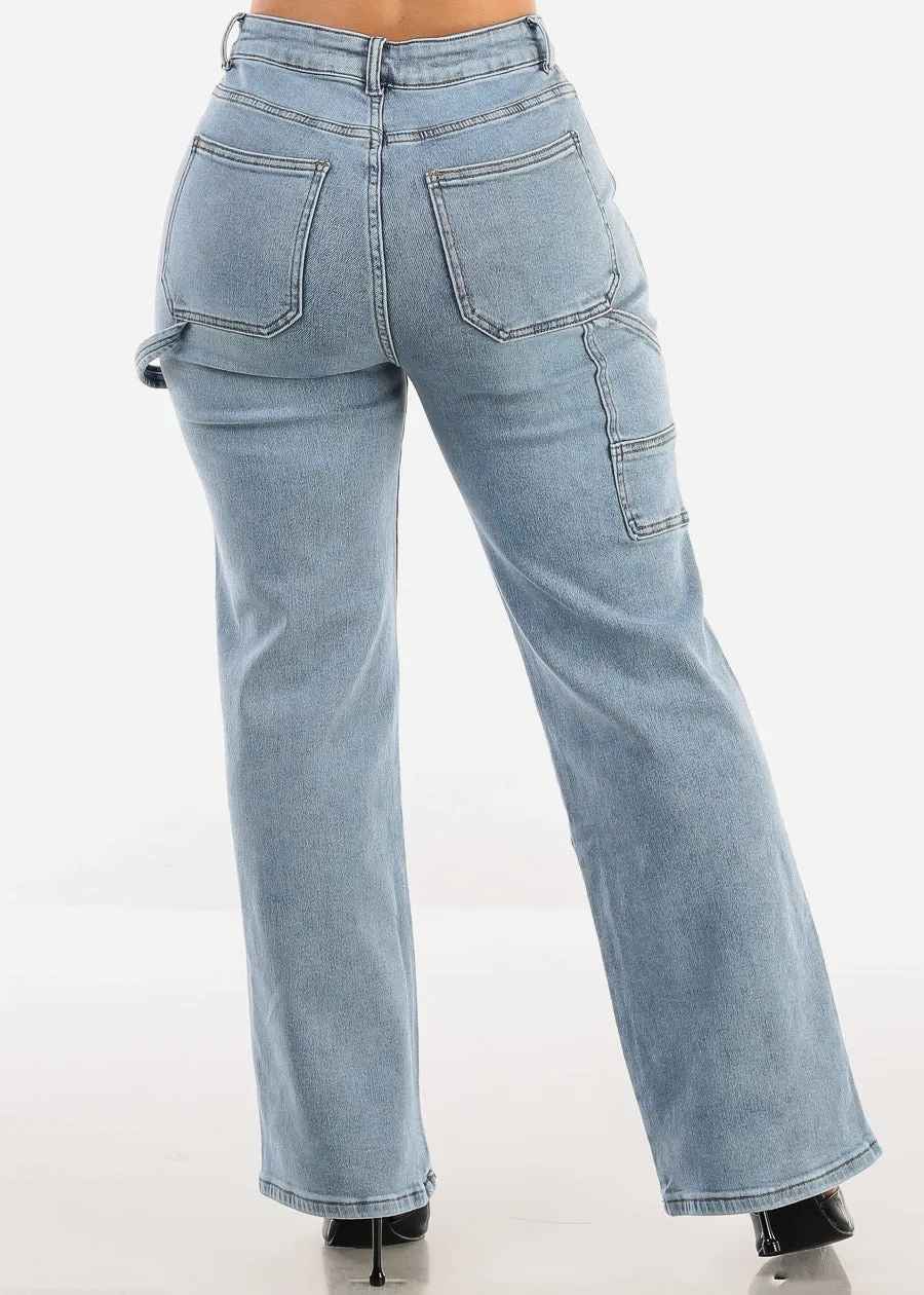 Super High Waist Straight Wide Leg Stretch Jeans Acid Wash sold by Moda product image thumbnail 5