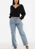 Super High Waist Straight Wide Leg Stretch Jeans Acid Wash sold by Moda