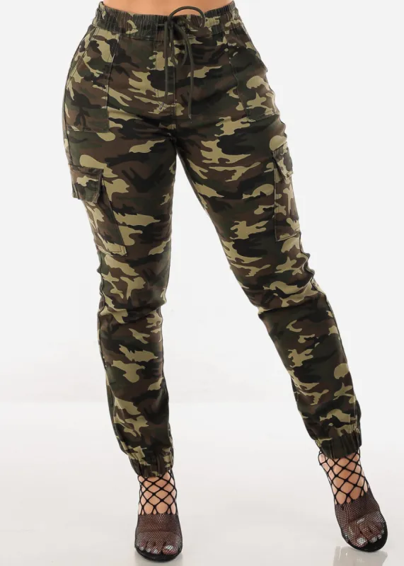 Drawstring Waist Hyper Stretch Camo Cargo Jogger Pants sold by Moda