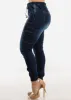 High Drawstring Waist Cargo Jogger Jeans Dark Blue sold by Moda