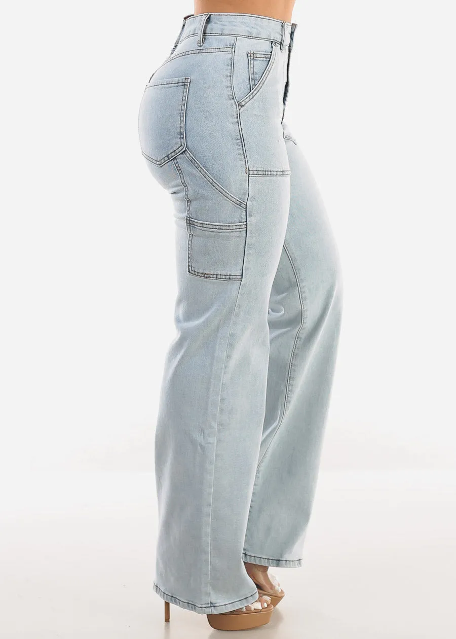Super High Waist Straight Wide Leg Light Jeans sold by Moda product image thumbnail 3