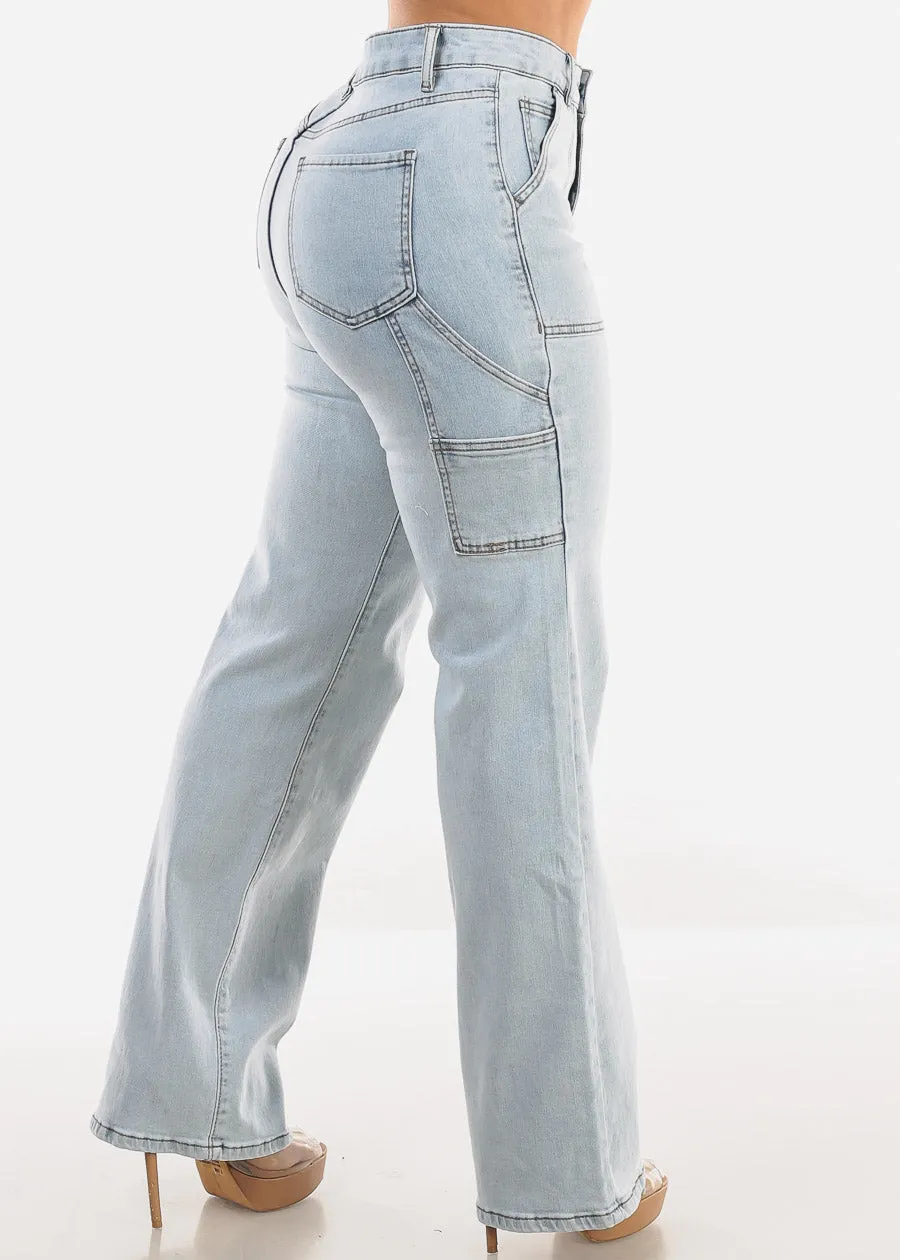 Super High Waist Straight Wide Leg Light Jeans sold by Moda product image thumbnail 4