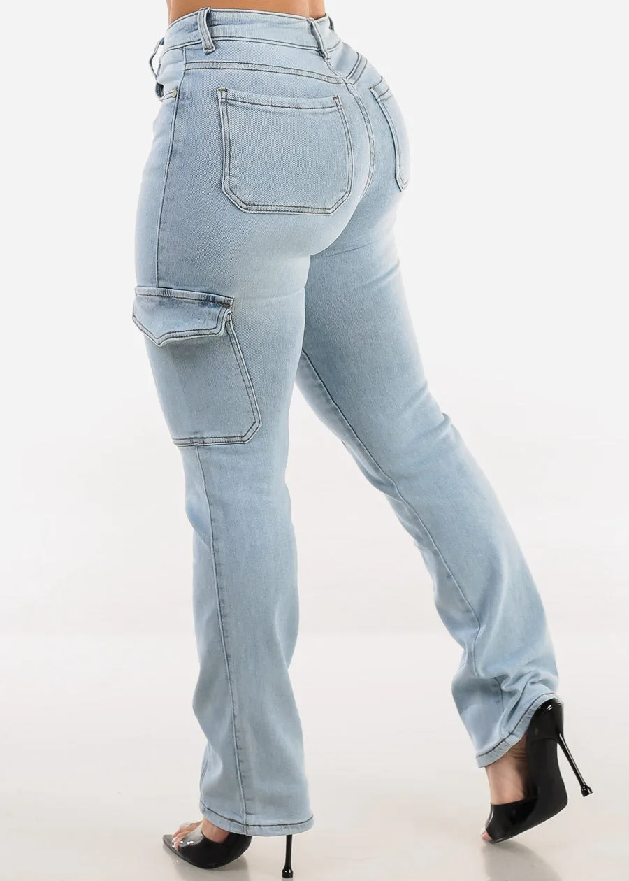 High Waist Straight Leg Jeans Light Acid Wash sold by Moda product image thumbnail 4