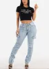 High Waist Straight Leg Jeans Light Acid Wash sold by Moda