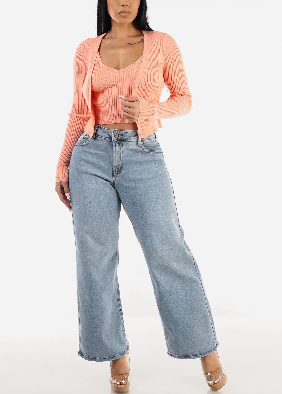 Super High Waist Wide Leg Stretch Jeans Light Wash sold by Moda product image thumbnail 2