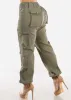 Drawstring Waist Hyper Stretch Cargo Jogger Pants Olive sold by Moda
