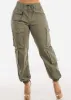 Drawstring Waist Hyper Stretch Cargo Jogger Pants Olive sold by Moda