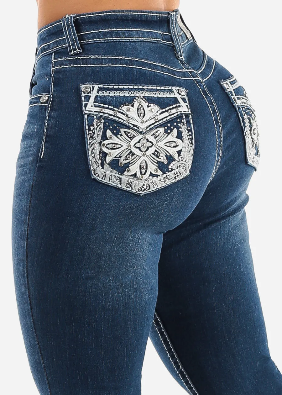 High Waist Indigo Bootcut Jeans w Back Pocket Design sold by Moda product image thumbnail 5