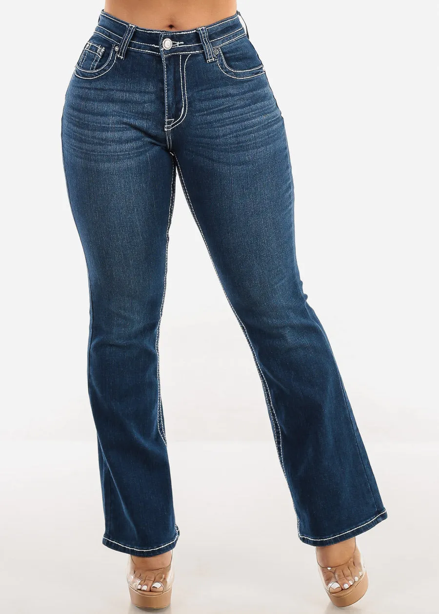 High Waist Indigo Bootcut Jeans w Back Pocket Design sold by Moda product image thumbnail 3