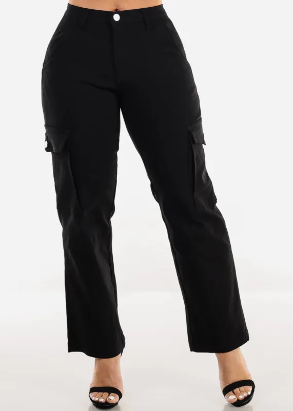 Butt Lift Hyper Stretch Straight Cargo Pants Black sold by Moda