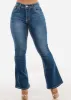 High Waist Flared Bootcut Indigo Jeans w Back Pocket Design sold by Moda