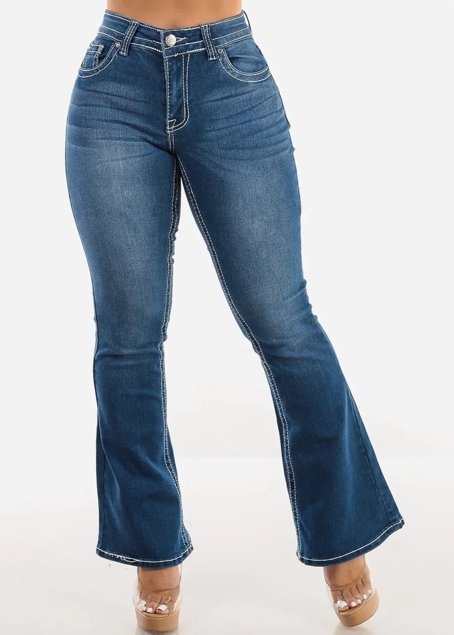 High Waist Flared Bootcut Indigo Jeans w Back Pocket Design sold by Moda product image thumbnail 3