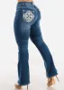 High Waist Flared Bootcut Indigo Jeans w Back Pocket Design sold by Moda