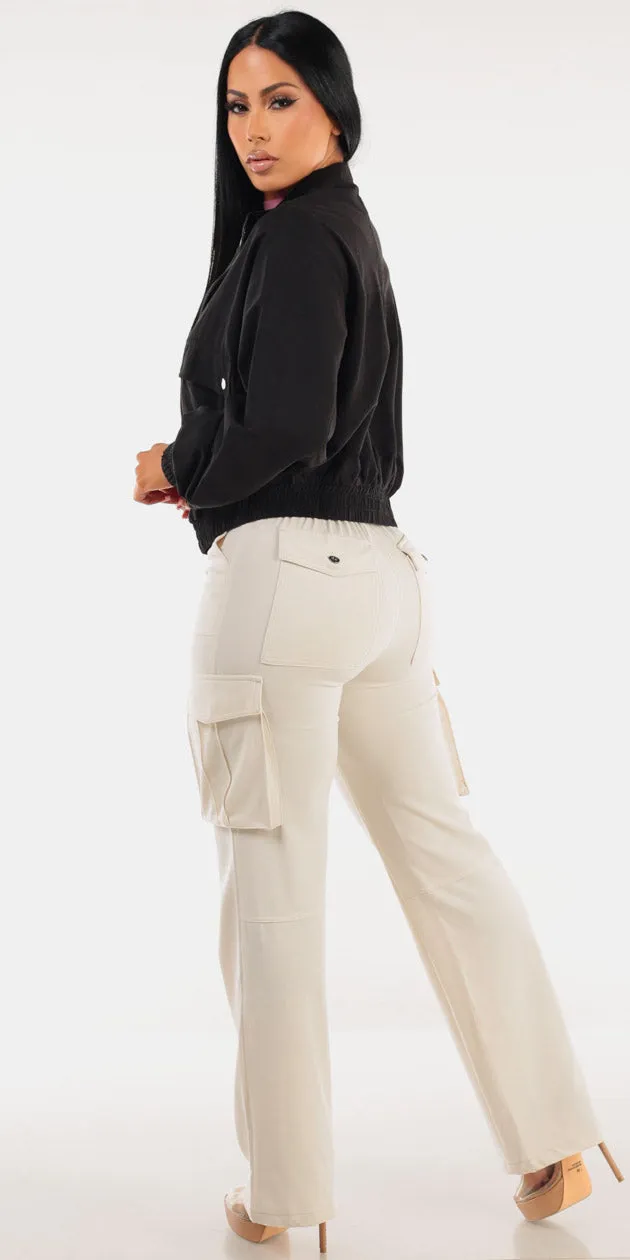 Black Ribbed Cargo Pants Trio sold by Moda product image thumbnail 2