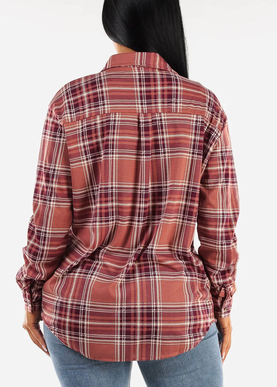 Oversized Plaid Button Down Shacket Rose & Plum sold by Moda product image thumbnail 4