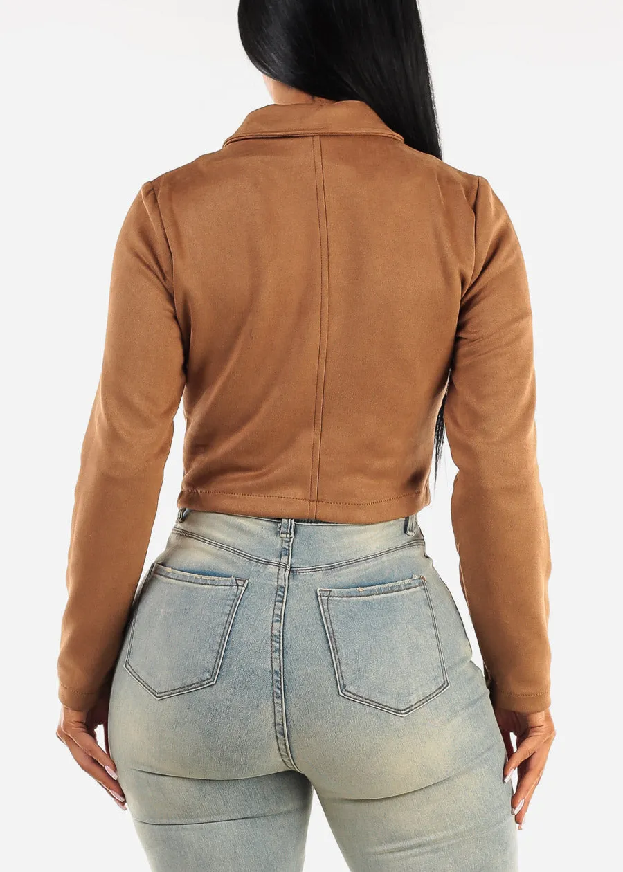 Zip Up Suede Moto Jacket Khaki w Lace Up Sides sold by Moda product image thumbnail 4