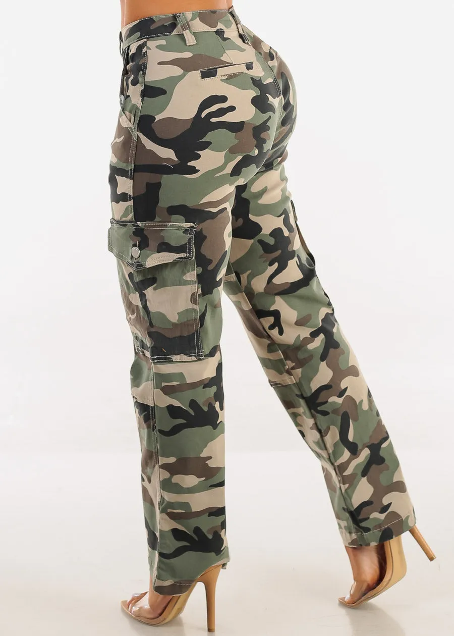 High Waist Hyper Stretch Straight Camo Cargo Pants sold by Moda product image thumbnail 4