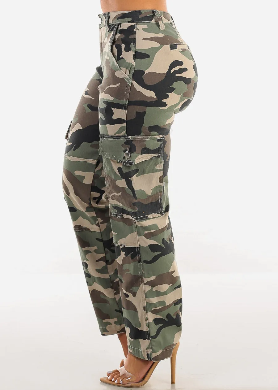High Waist Hyper Stretch Straight Camo Cargo Pants sold by Moda product image thumbnail 3