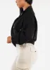 Long Sleeve Zip Up Utility Bomber Jacket Black sold by Moda