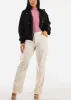 Long Sleeve Zip Up Utility Bomber Jacket Black sold by Moda